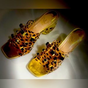 Multicolored 3 1/2 inch heeled sandal by Ninety Union.